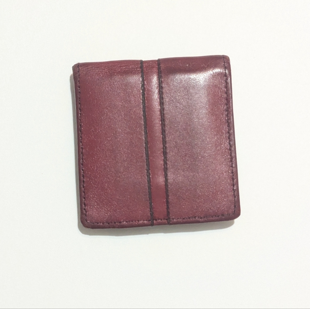 Burberry Vintage Burgundy Leather Coin Purse W/ Silver Signature Accent - Picture 5 of 13